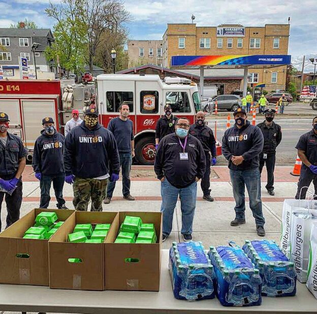 Greater Hartford Harm Reduction Coalition with Hartford Fire Department Distributing Supplies for Covid