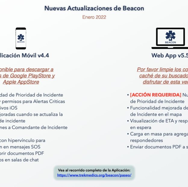 Nuevas Actualizaciones de Beacon - App Movil 4.4 y App Web v5.5